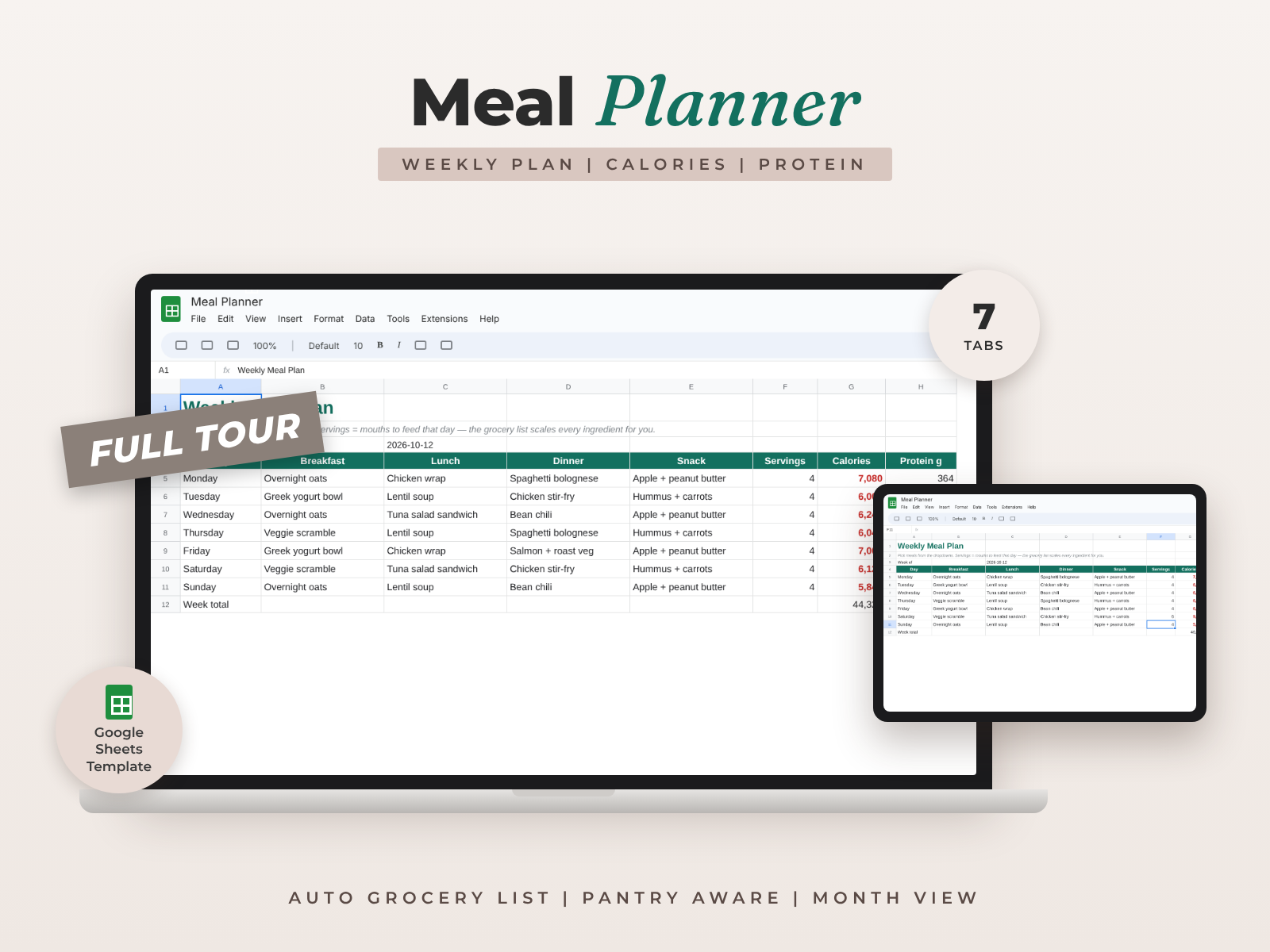 Meal Planner — Google Sheets template